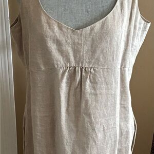 Eileen Fisher Beige Linen Scoop-Neck Sleeveless Tank